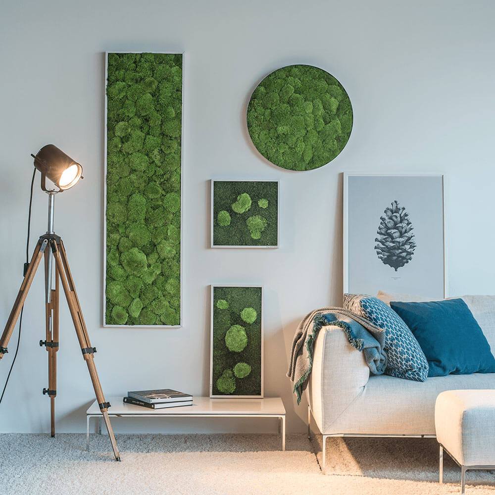 Green Wide Moss Wall Art (57x27 cm)-Wall Decor-MOSS FRAMES, MOSS PICTURES, MOSS WALL ART, PLANTS-Forest Homes-Nature inspired decor-Nature decor