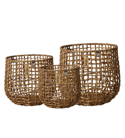 Water Hyacinth Handwoven Basket (Set of 6)-Storing and Organising-BASKETS, BOXES / ORGANISERS / CONTAINERS-Forest Homes-Nature inspired decor-Nature decor