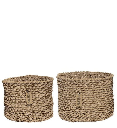 Natural Handwoven Paper Baskets (Set of 8)-Storing and Organising-BASKETS, BOXES / ORGANISERS / CONTAINERS, STORAGE-Forest Homes-Nature inspired decor-Nature decor