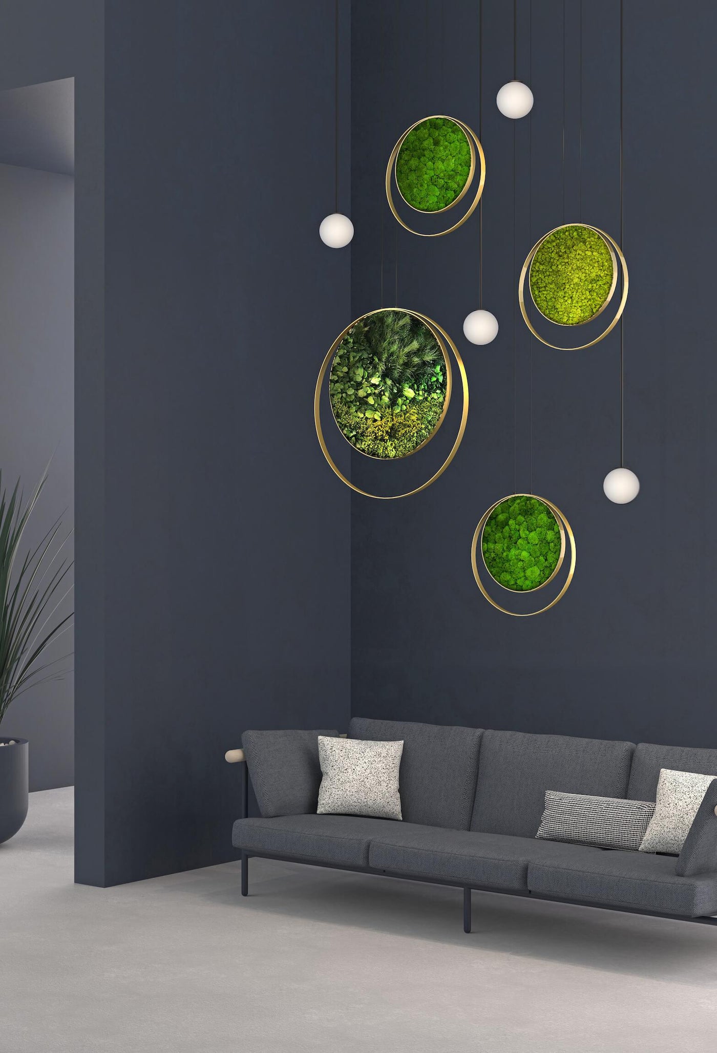 Hanging Plant and Moss Rings-Wall Decor-LIVING MOSS WALL, MOSS FRAMES, MOSS PICTURES, MOSS WALL ART, PLANT WALL ART, PLANTS-Forest Homes-Nature inspired decor-Nature decor