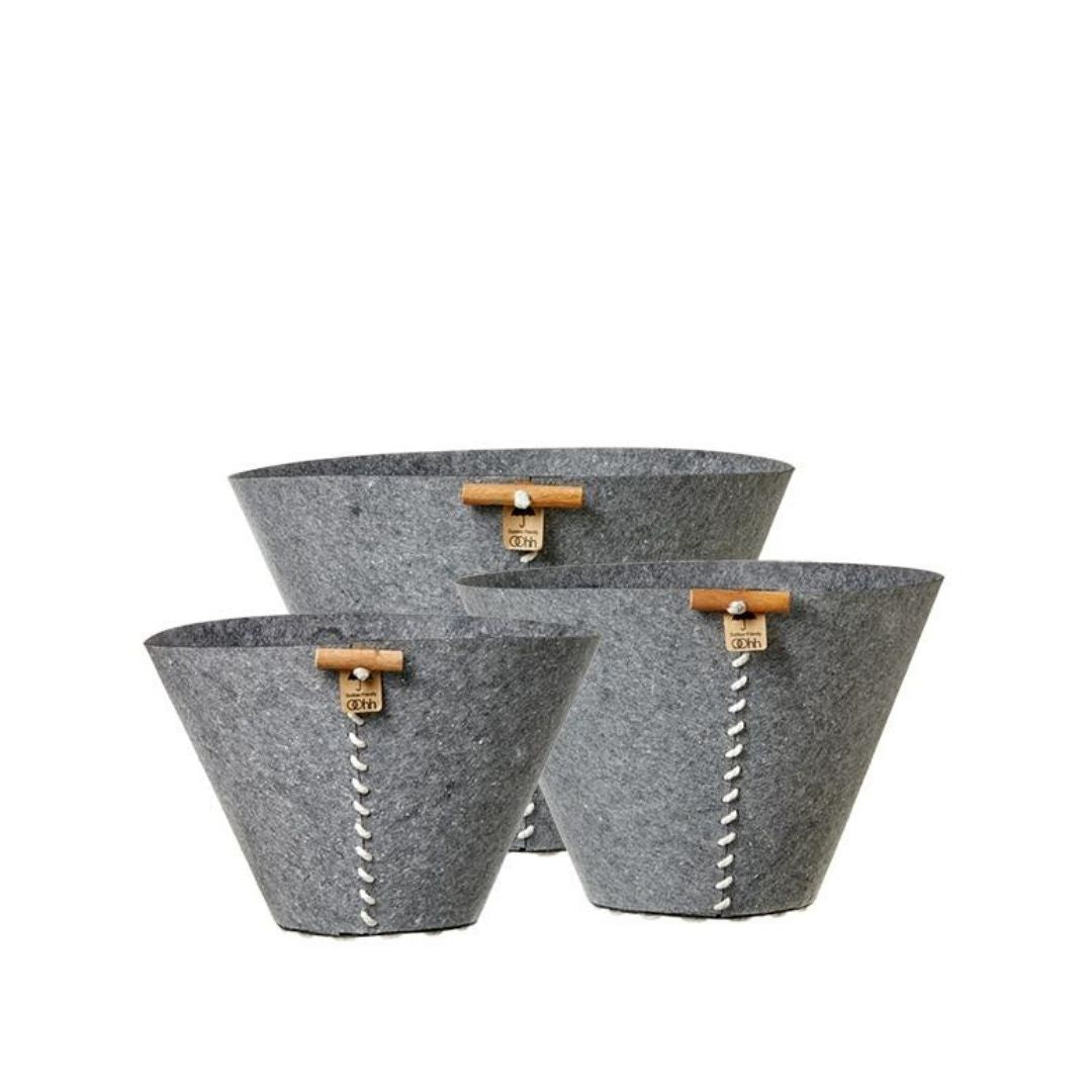 Grey Eco-Felt Buckets (Set of 6)-Storing and Organising-BASKETS, BOXES / ORGANISERS / CONTAINERS, LAUNDRY, STORAGE, SUSTAINABLE DECOR-Forest Homes-Nature inspired decor-Nature decor