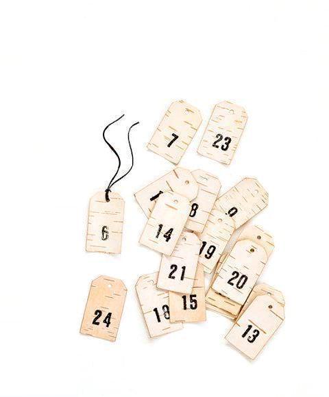 Birch Bark Advent Calendar / Gift Tags (Set of 24)-Gift Card-BIRCH BARK, CHRISTMAS DECOR, GIFTS-Forest Homes-Nature inspired decor-Nature decor