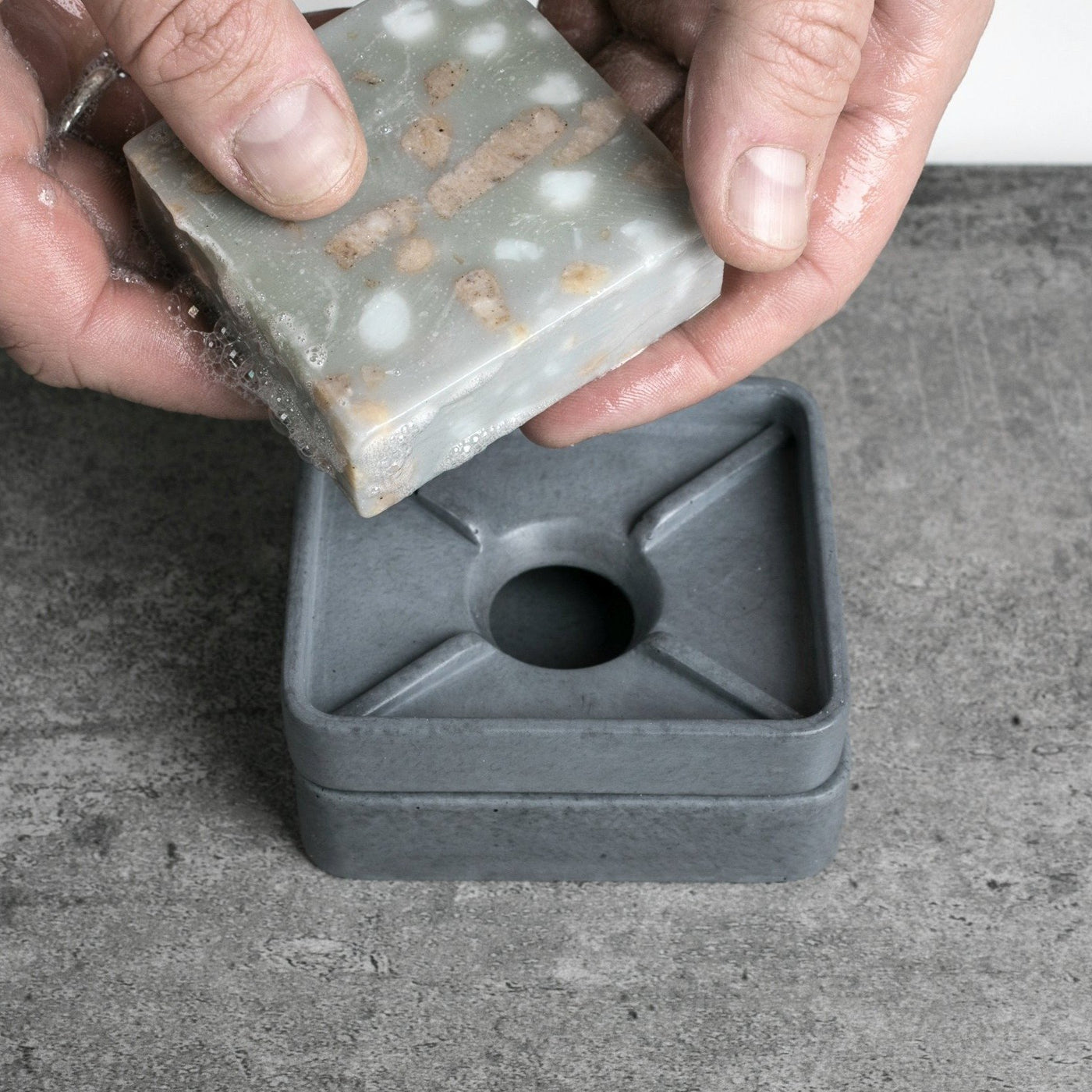 Grey Concrete Soap Stand w/ Vegan Soap-Storing and Organising-CONCRETE, SOAP STANDS-Forest Homes-Nature inspired decor-Nature decor