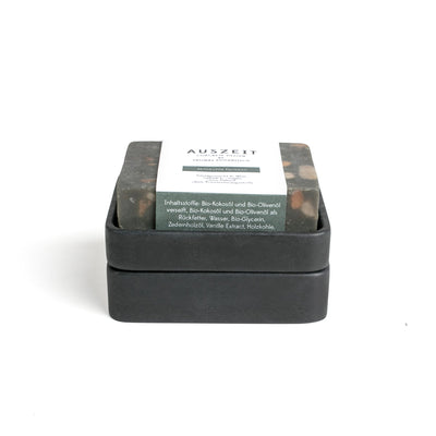 Black Concrete Soap Stand w/ Vegan Soap-Storing and Organising-BOXES / ORGANISERS / CONTAINERS, CONCRETE, SOAP STANDS-Forest Homes-Nature inspired decor-Nature decor