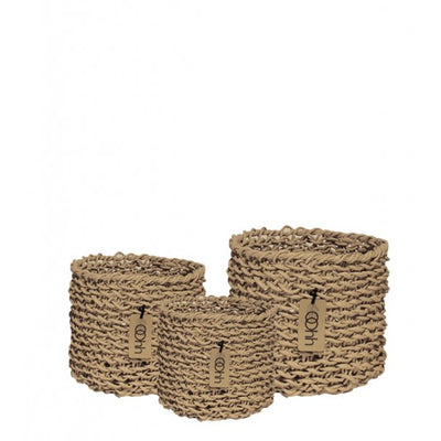 Natural Handwoven Paper Baskets (Set of 18)-Storing and Organising-BASKETS, BOXES / ORGANISERS / CONTAINERS, STORAGE, SUSTAINABLE DECOR-Forest Homes-Nature inspired decor-Nature decor