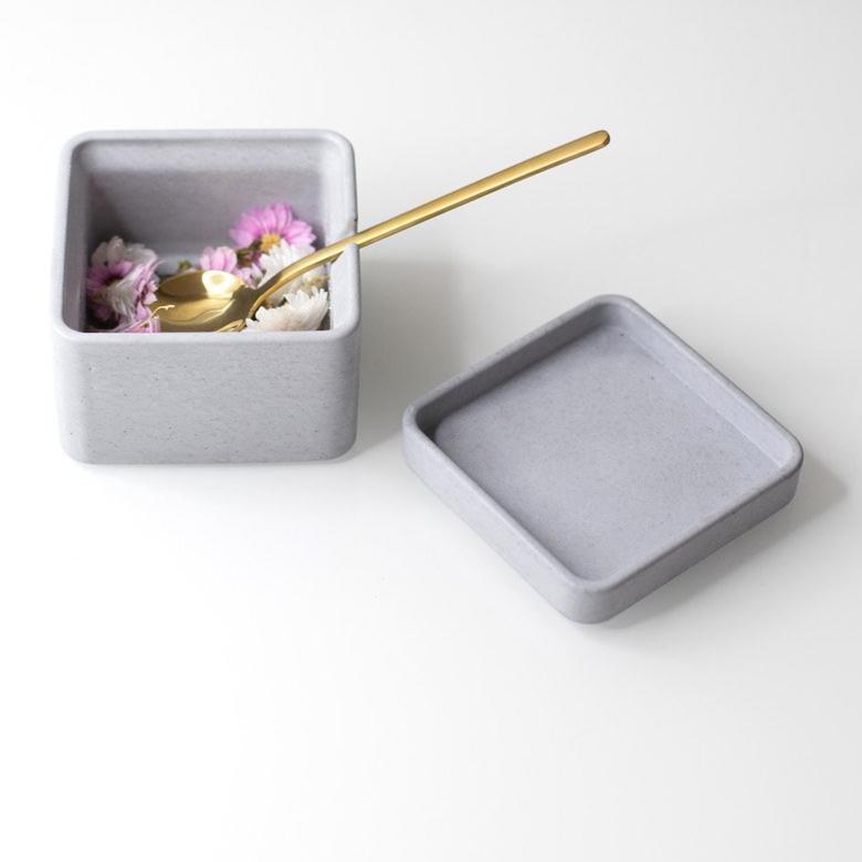 Grey Concrete Box-Storing and Organising-BOXES / ORGANISERS / CONTAINERS, CONCRETE, COOKING/SERVING TOOLS, CUTLERY / TOOLS, TABLEWARE-Forest Homes-Nature inspired decor-Nature decor